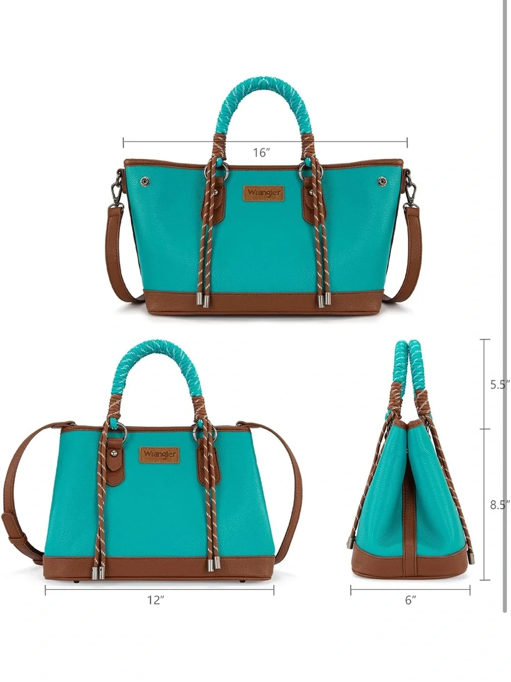 Wrangler Teal and Brown Satchel Bag